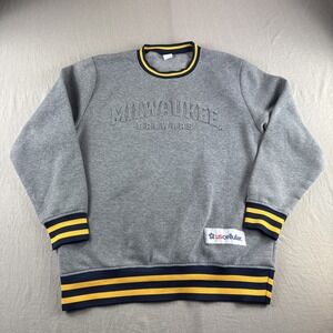 Milwaukee Brewers SGA Crewneck Sweater Adult M Gray Sweatshirt Baseball Textured